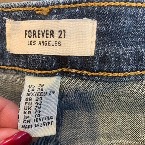 Forever 21 High Rise Skinny Raw Hem Red Stripe - Picture 11 of 12